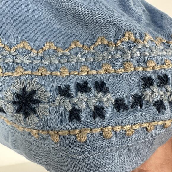 Soft Surroundings Shirt Womens M Blue Embroidered Tassel Tie Boho Tunic Top - Picture 11 of 11